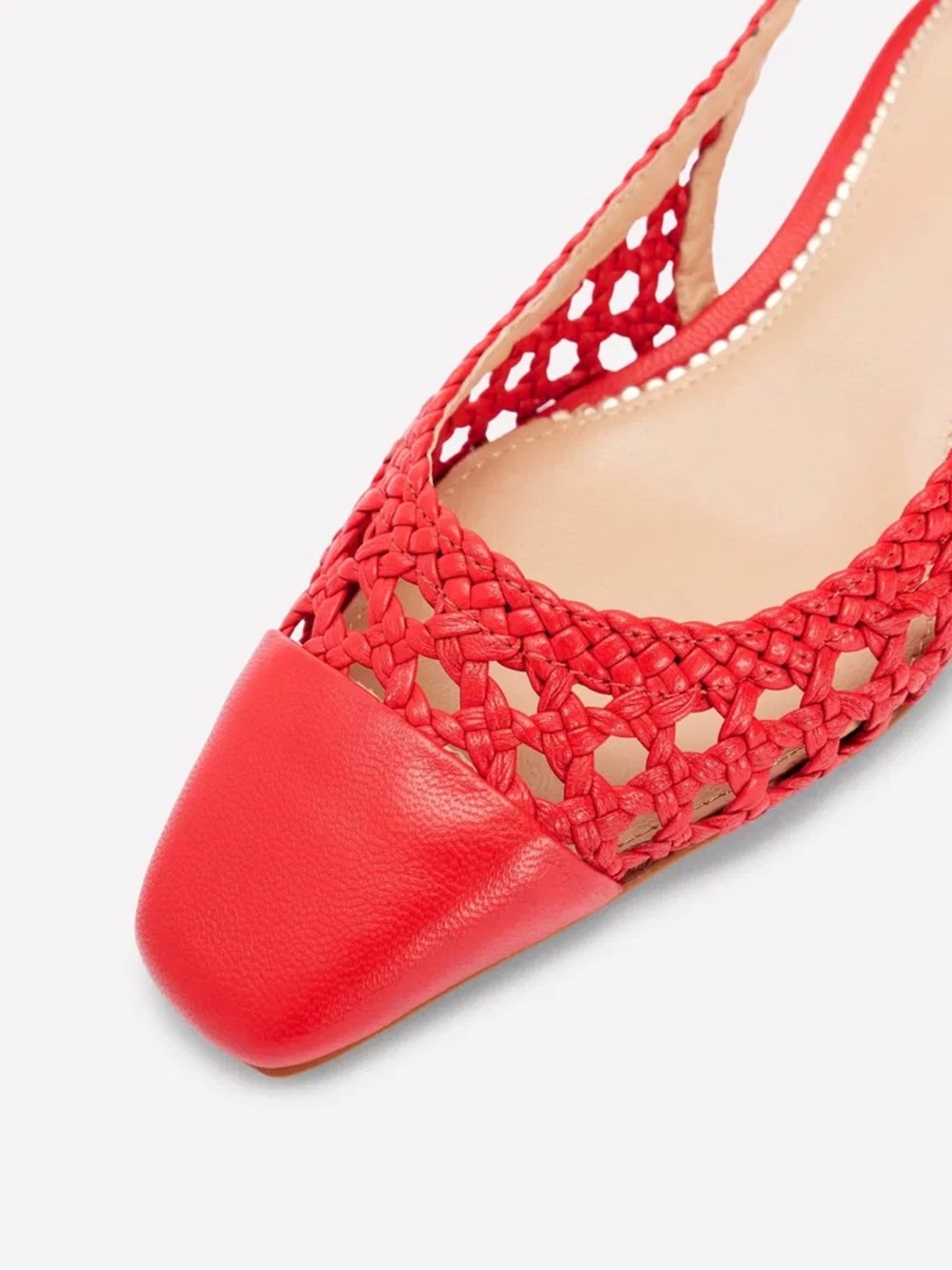 Alisa Red Woven Slingback Block Heel Women's Shoes Boden - Picture 3 of 6
